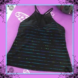 ATHLETA BLACK AND BLUE WORKOUT OR ATHLETIC TOP L